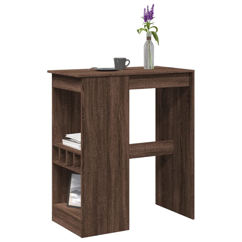 vidaXL Τραπέζι Μπαρ με Ράγες Καφέ Δρυς 90x47,5x103,5 εκ. Επεξεργ. Ξύλο