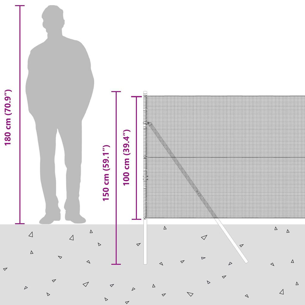 vidaXL Φράχτης με Στήλες. Γκρι 1 x 10 m Ατσάλι