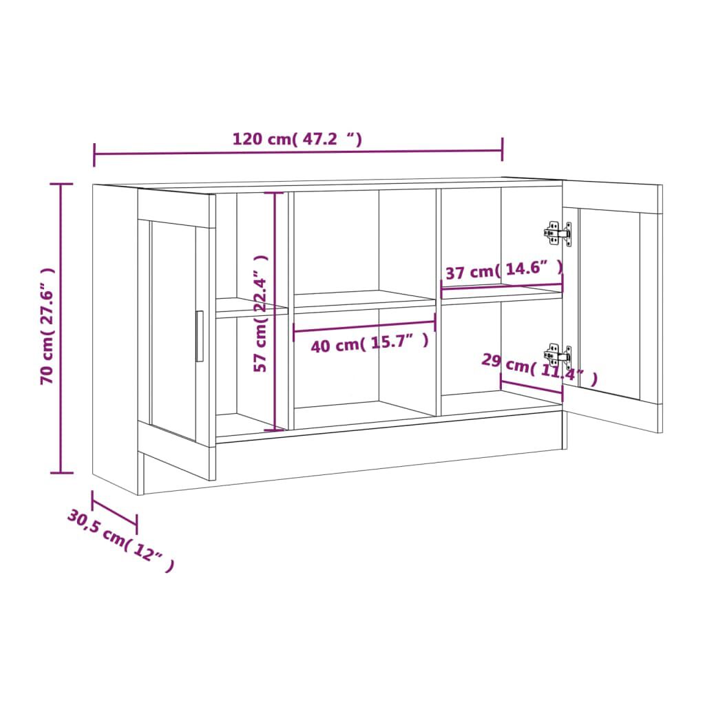 vidaXL Βιτρίνα Καφέ Δρυς 120x30,5x70 εκ. από Επεξεργασμένο Ξύλο