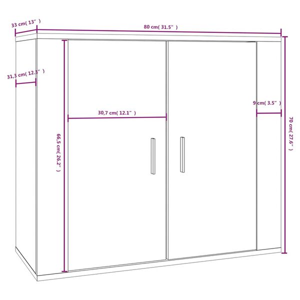 vidaXL Ντουλάπι Sonoma Δρυς 80x33x70 εκ. από Επεξεργασμένο Ξύλο