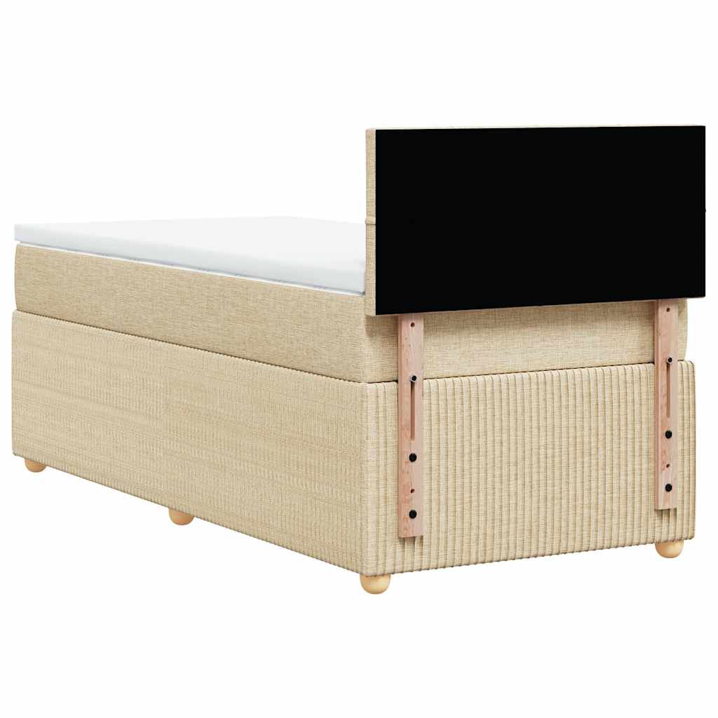 vidaXL Κρεβάτι Boxspring με Στρώμα Κρεμ 90x190 εκ.Υφασμάτινο