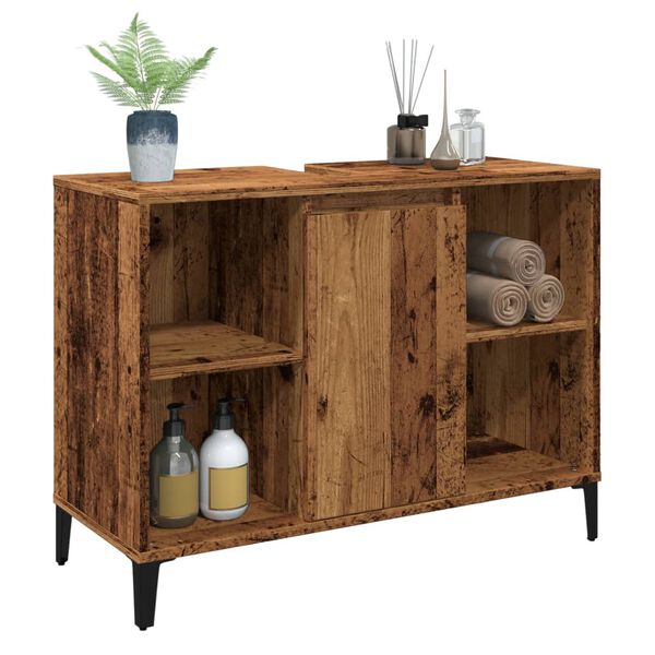 vidaXL Ντουλάπι νιπτήρα Παλιό ξύλο 80x33x60 cm Κατασκευασμένο ξύλο