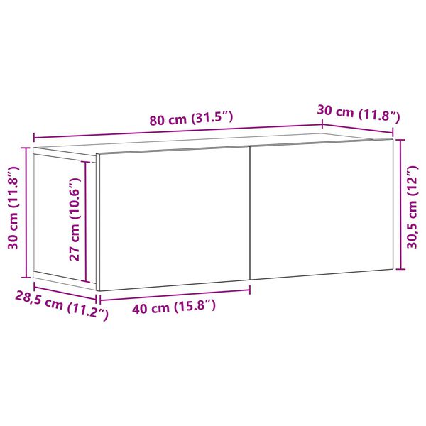vidaXL Μαύρη Δρυς Βάση ΤV 80x30x30 εκ. Φτιαγμένη από Εργασιακό Ξύλο