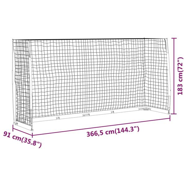 vidaXL Τέρμα Ποδοσφαίρου 366,5 x 91 x 183 εκ. Ατσάλινο