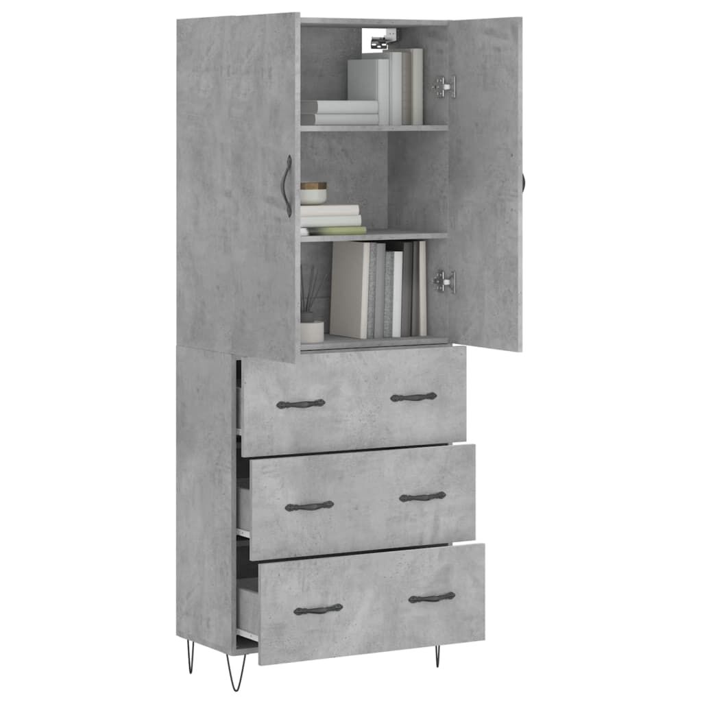 vidaXL Ντουλάπι Γκρι Σκυροδέματος 69,5x34x180 εκ. Επεξεργασμένο Ξύλο