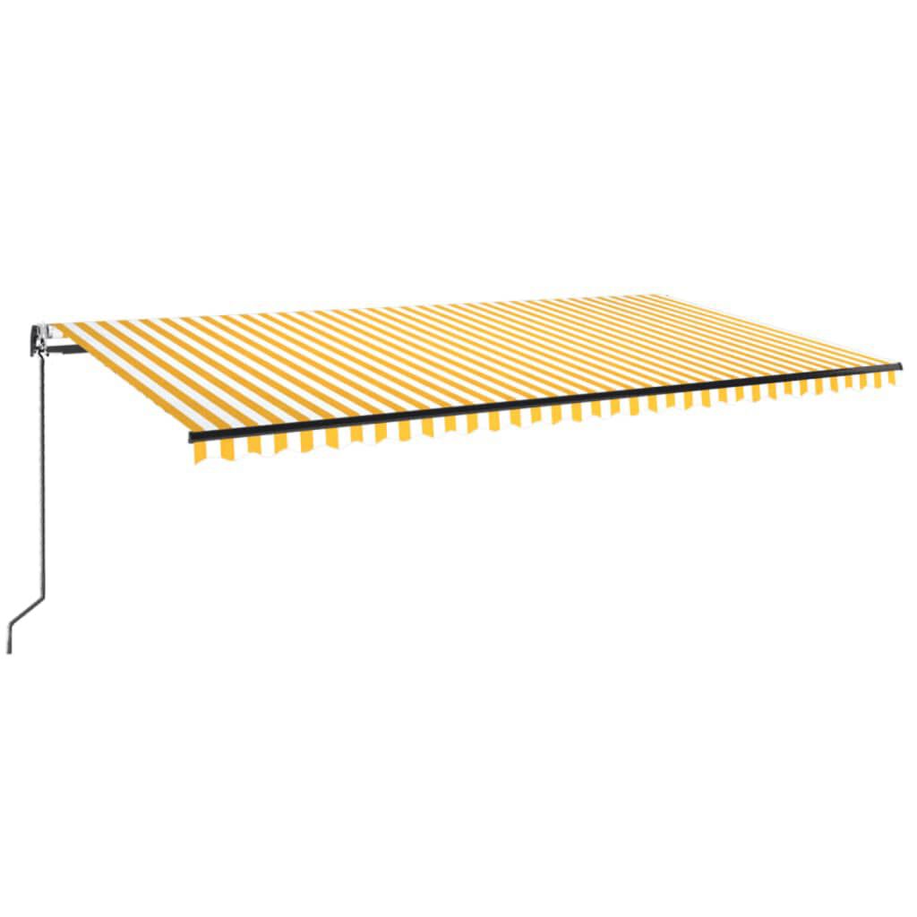vidaXL Τέντα Αυτόματη με LED&Αισθητήρα Ανέμου Κίτρινο/Λευκό 600x350εκ.