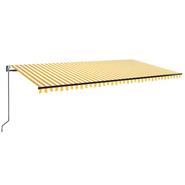 vidaXL Τέντα Αυτόματη με LED&Αισθητήρα Ανέμου Κίτρινο/Λευκό 600x350εκ.