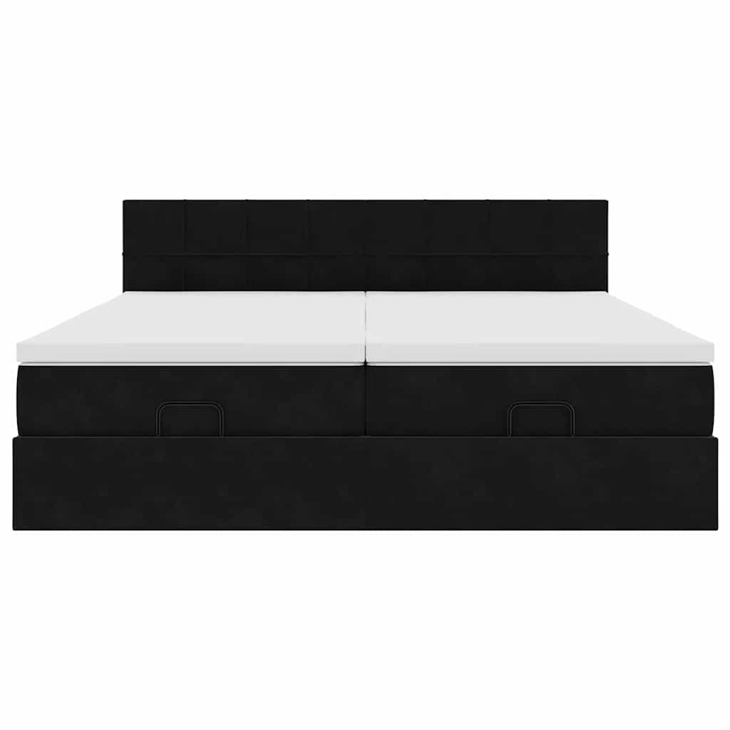 vidaXL Οθωμανικό κρεβάτι με στρώματα Μαύρο 180x200cm Velvet