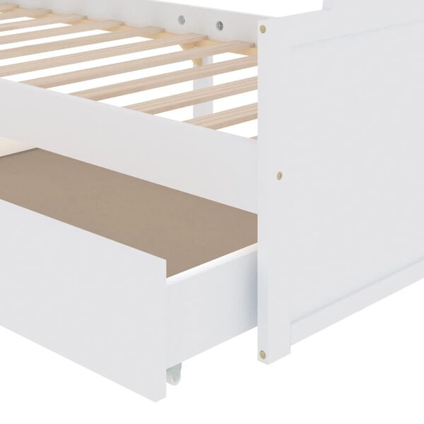 vidaXL Πλαίσιο Κρεβατιού με Συρτάρια Λευκό 90x200εκ. Μασίφ Ξύλο Πεύκου