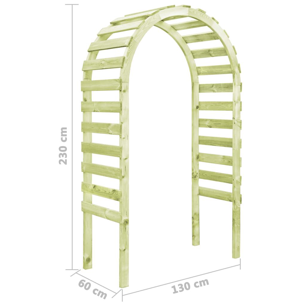 vidaXL Πέργκολα Κήπου 130 x 60 x 230 εκ. από Εμποτισμένο Ξύλο Πεύκου