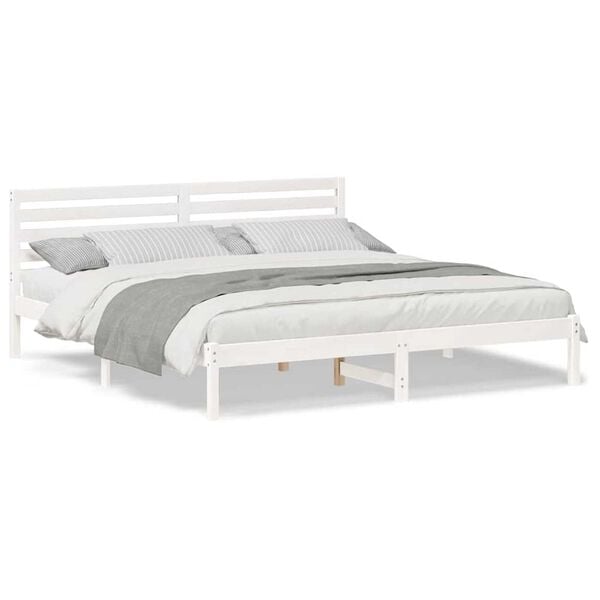 vidaXL Σκελετός Κρεβατιού Λευκό 200 x 200 cm Μασίφ ξύλο πεύκου