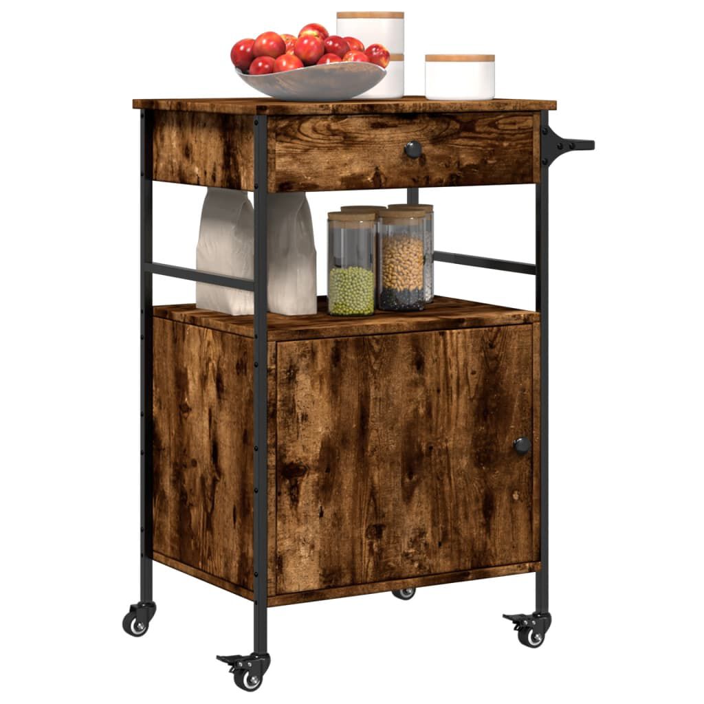 vidaXL Τρόλεϊ Κουζίνας Καπνιστή Δρυς 56x43x89,5 εκ. Επεξεργασμένο Ξύλο