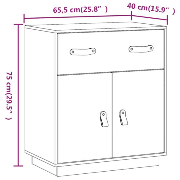 vidaXL Ντουλάπι 65,5 x 40 x 75 εκ. από Μασίφ Ξύλο Πεύκου