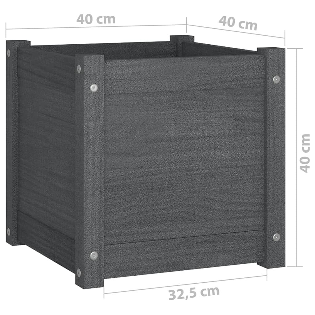 vidaXL Ζαρντινιέρα Γκρι 40 x 40 x 40 εκ. από Μασίφ Ξύλο Πεύκου