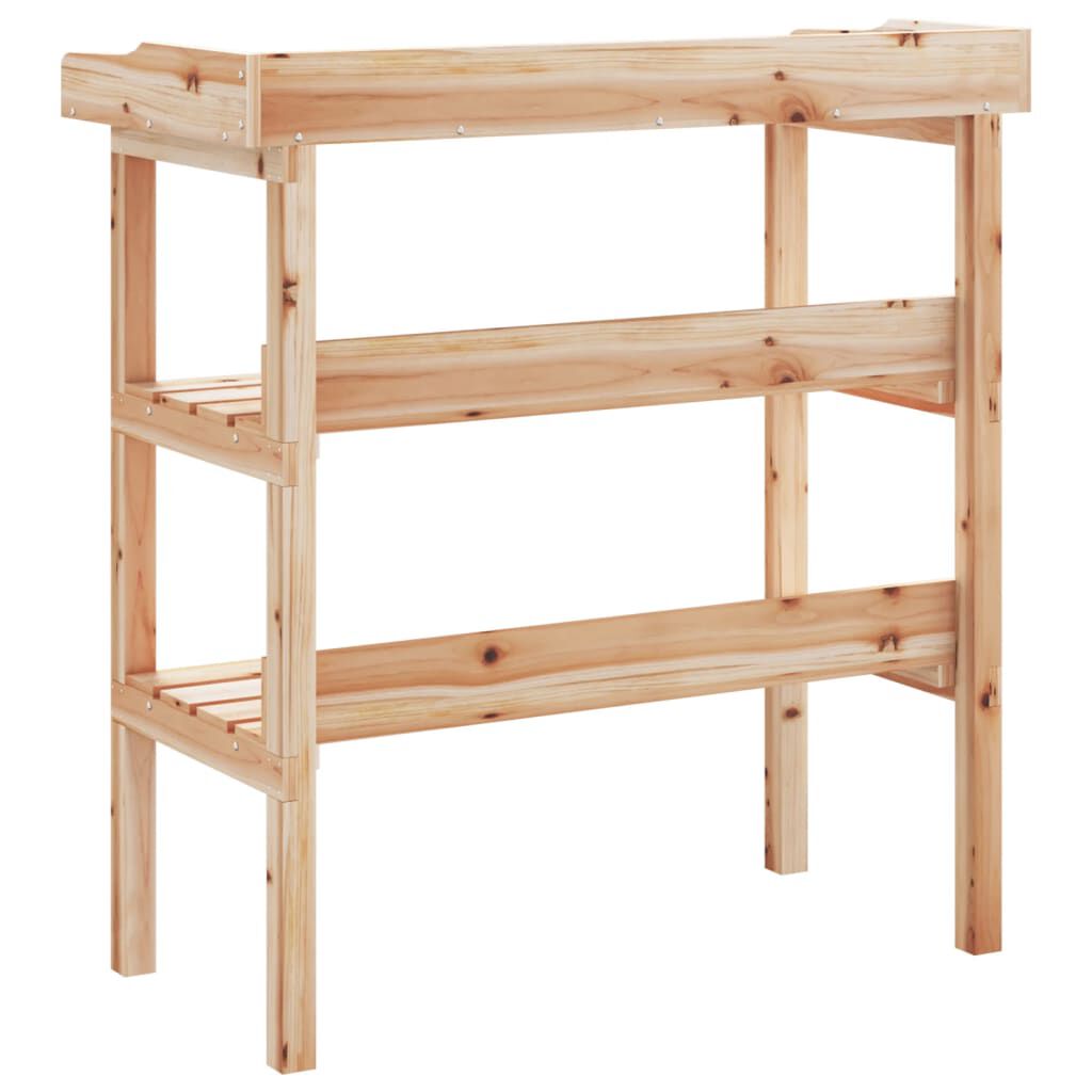 vidaXL Τραπέζι Φυτών με Ράφια 78 x 38 x 82,5 εκ. από Μασίφ Ξύλο Ελάτης