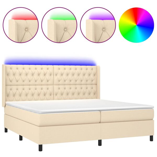vidaXL &Kappa;&rho;&epsilon;&beta;ά&tau;&iota; Boxspring &mu;&epsilon; &Sigma;&tau;&rho;ώ&mu;&alpha; & LED &Kappa;&rho;&epsilon;&mu; 200x200 &epsilon;&kappa;. &Upsilon;&phi;&alpha;&sigma;&mu;ά&tau;&iota;&nu;&omicron;