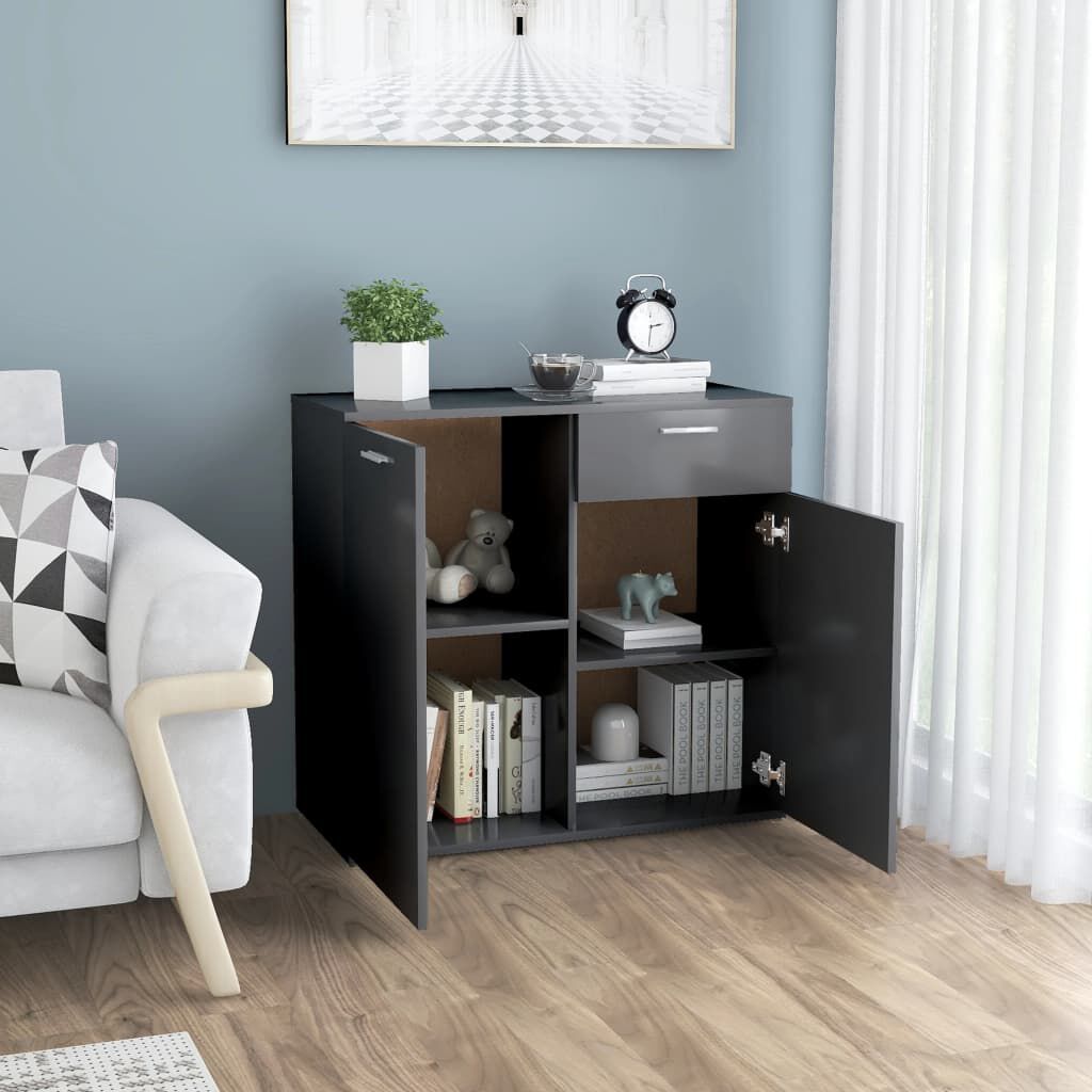 vidaXL Ντουλάπι με Συρτάρι Γκρι 80 x 36 x 75 εκ. από Μοριοσανίδα
