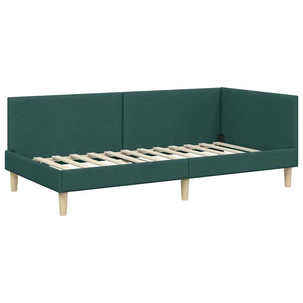 vidaXL Κρεβάτι Γωνίας Σκούρο πράσινο 80 x 200 cm Ύφασμα και Έργο ξύλου