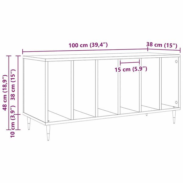 vidaXL Ντουλάπι δίσκων βινυλίου με ράφι artisan δρυς 100 x 38 x 48 εκ.