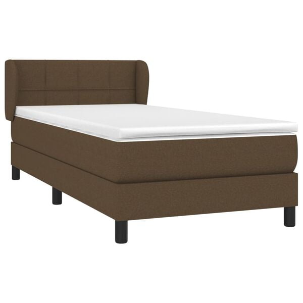 vidaXL Κρεβάτι Boxspring με Στρώμα Σκούρο Καφέ 90x200 εκ. Υφασμάτινο