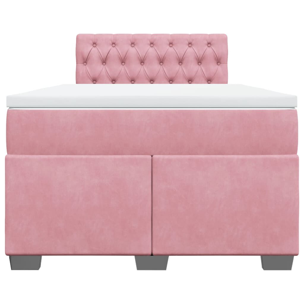 vidaXL Κρεβάτι Boxspring με Στρώμα Ροζ 120x200 εκ. Βελούδινο
