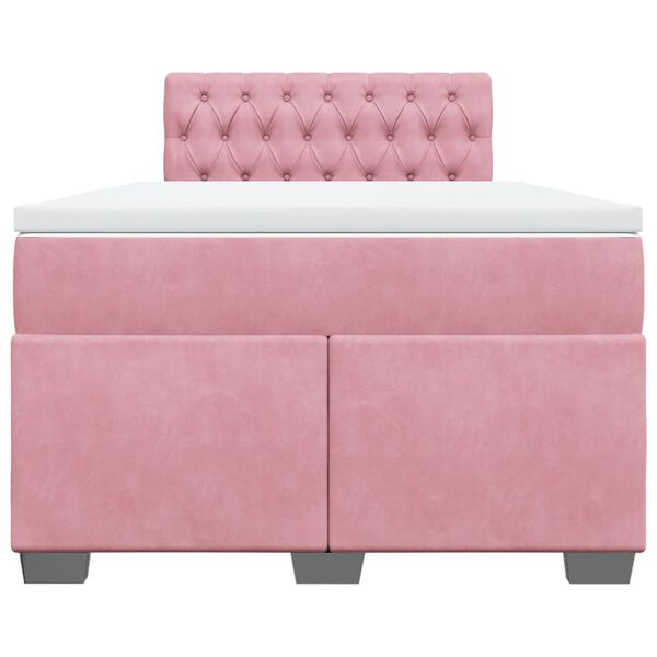 vidaXL Κρεβάτι Boxspring με Στρώμα Ροζ 120x200 εκ. Βελούδινο