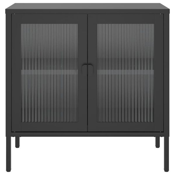 vidaXL Ντουλάπι Μαύρο 70 x 35 x 70 εκ. από Γυαλί και Ατσάλι