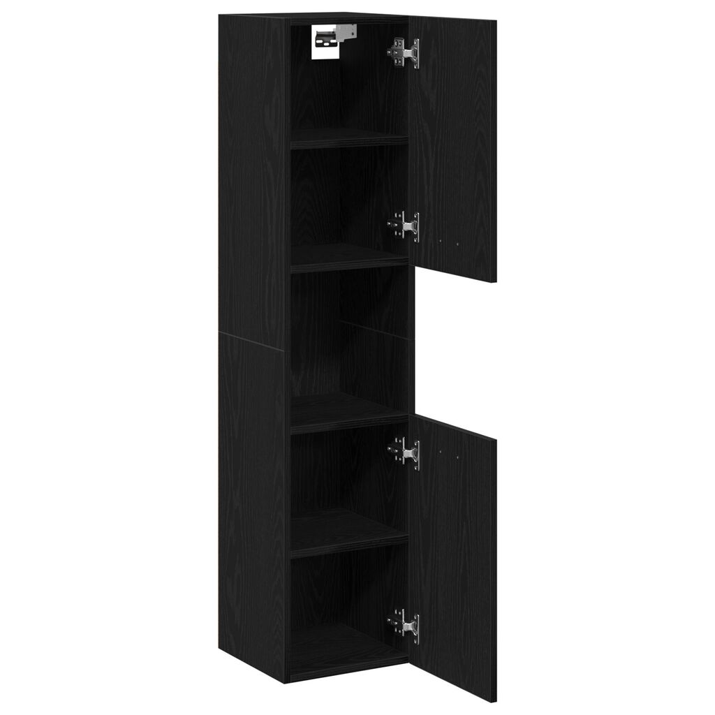 vidaXL Ντουλάπι Τοίχου Μπάνιου Μαύρο Δρυς 30x30x130 εκ από Ξύλο