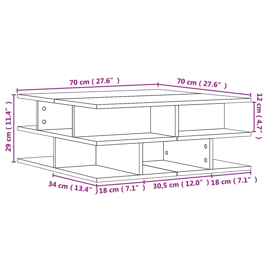 vidaXL Τραπεζάκι Σαλονιού Sonoma Δρυς 70x70x29 εκ. Επεξεργασμένο Ξύλο