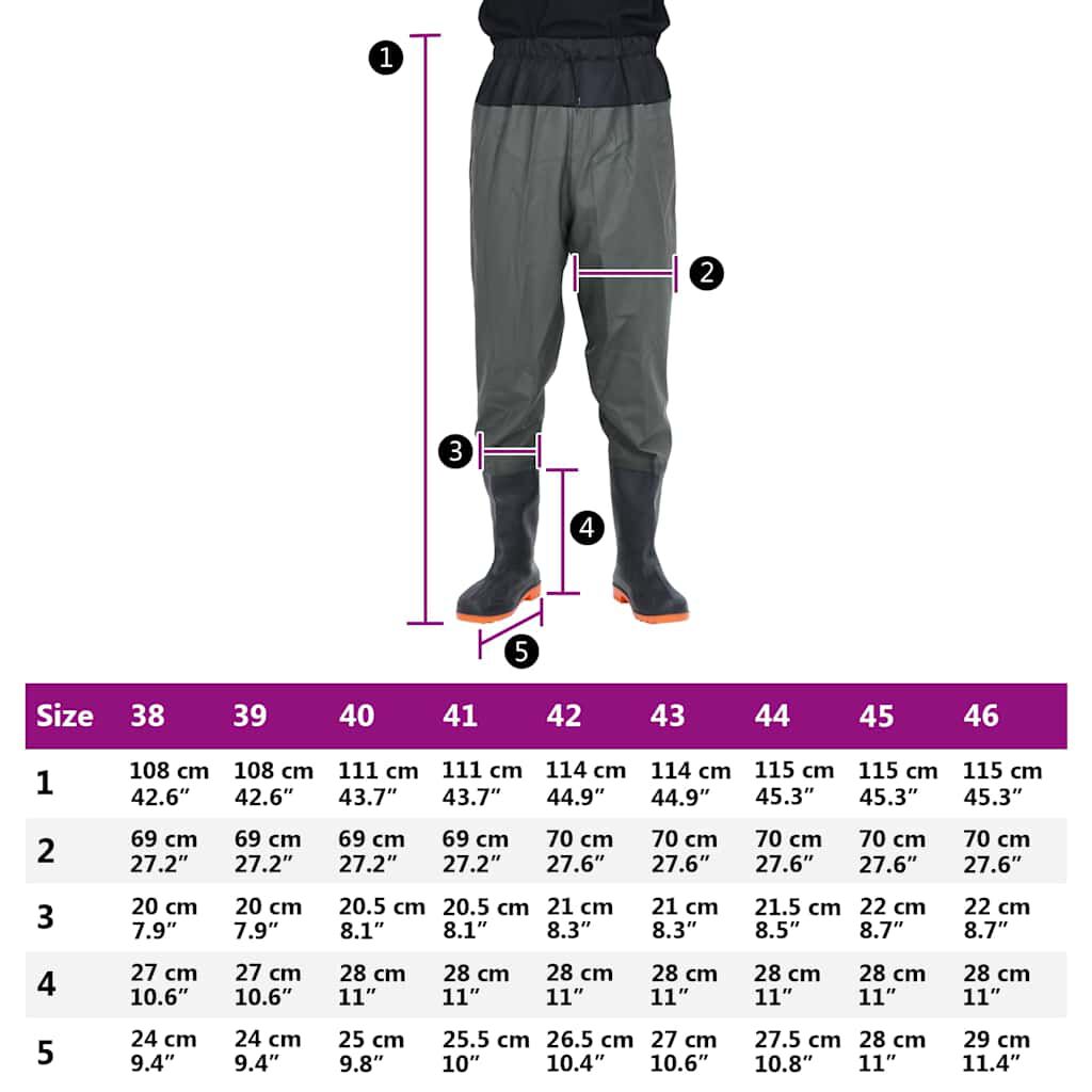vidaXL Waist Waders με μπότες σκούρο πράσινο μέγεθος 38