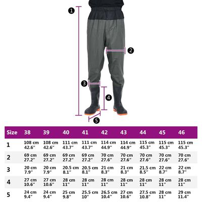 vidaXL Waist Waders με μπότες σκούρο πράσινο μέγεθος 38
