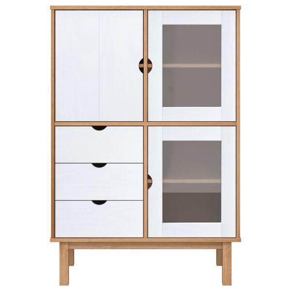vidaXL Ντουλάπι OTTA Καφέ & Λευκό 85x43x125 εκ. από Μασίφ Ξύλο Πεύκου