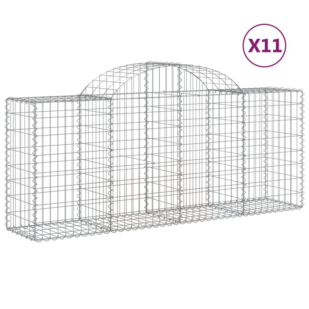 vidaXL Συρματοκιβώτια Τοξωτά 11 τεμ. 200x50x80/100 εκ. Γαλβαν. Ατσάλι