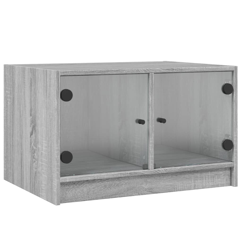 vidaXL Τραπεζάκι Σαλονιού Sonoma Γκρι 68x50x42 εκ. με Γυάλινες Πόρτες