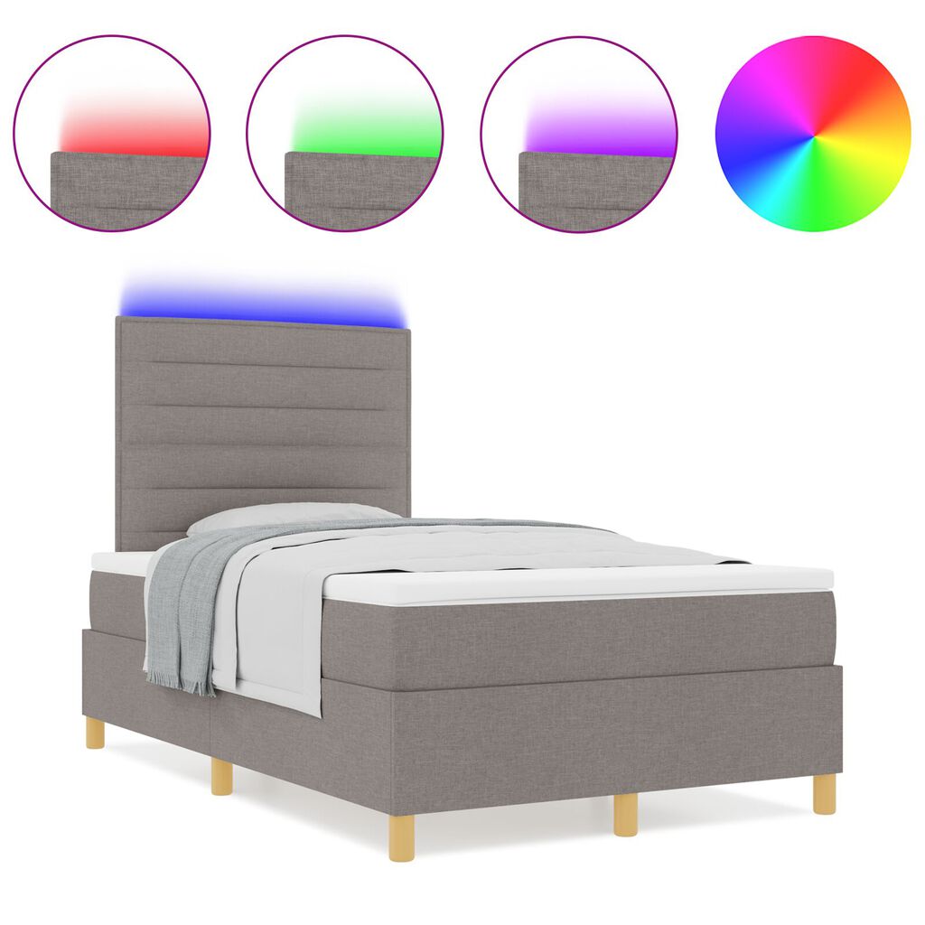vidaXL Κρεβάτι Box Spring με Στρώμα & LED Ταούπ 120x200 εκ Υφασμάτινο