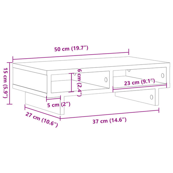 vidaXL Βάση Οθόνης Μαύρο 50 x 27 x 15 εκ. από Επεξεργασμένο Ξύλο