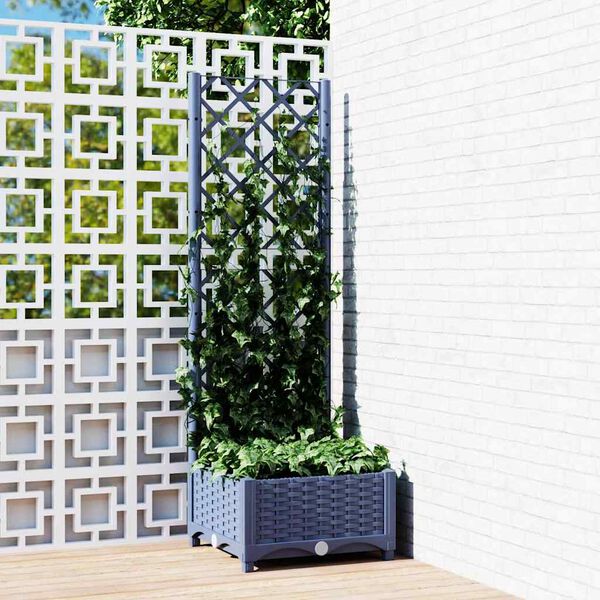vidaXL Γλάστρα Κήπου με Πλέγμα Μπλε Γκρι 40x40x121,5 εκ. από Πολυπροπυλένιο