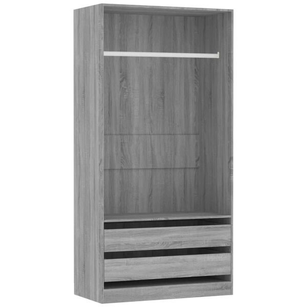 vidaXL Ντουλάπα Γκρι Sonoma 100x50x200 εκ. από Επεξεργασμένο Ξύλο