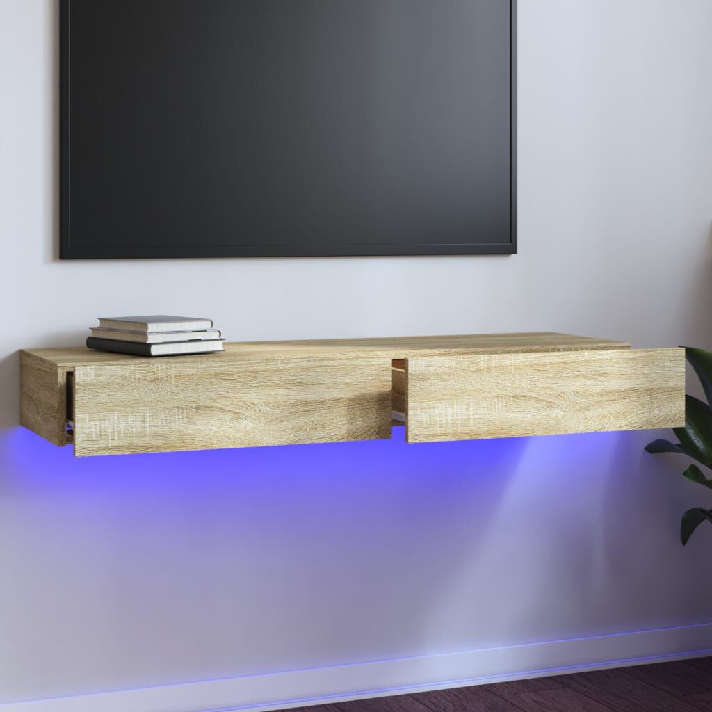 vidaXL Έπιπλο Τηλεόρασης με LED Sonoma Δρυς 120x35x15,5 εκ.