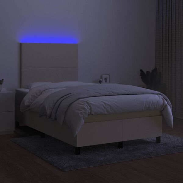 vidaXL &Kappa;&rho;&epsilon;&beta;ά&tau;&iota; Boxspring &mu;&epsilon; &Sigma;&tau;&rho;ώ&mu;&alpha; & LED &Kappa;&rho;&epsilon;&mu; 120x190 &epsilon;&kappa;. &Upsilon;&phi;&alpha;&sigma;&mu;ά&tau;&iota;&nu;&omicron;
