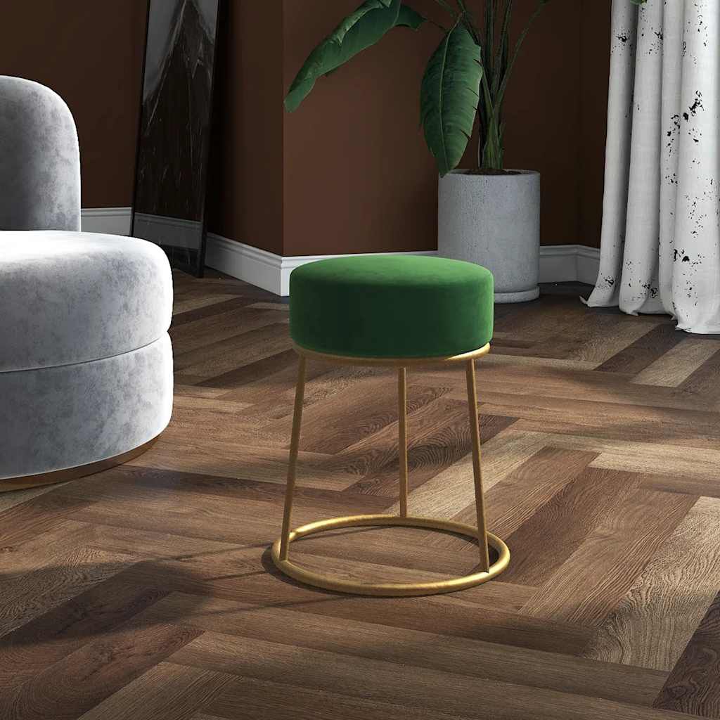 vidaXL Στρογγυλό Σκαμπό Hocker Πράσινο Βελούδινο