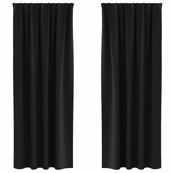 vidaXL Κουρτίνες με κουρτίνες 2 pcs Μαύρο Πολυεστέρας