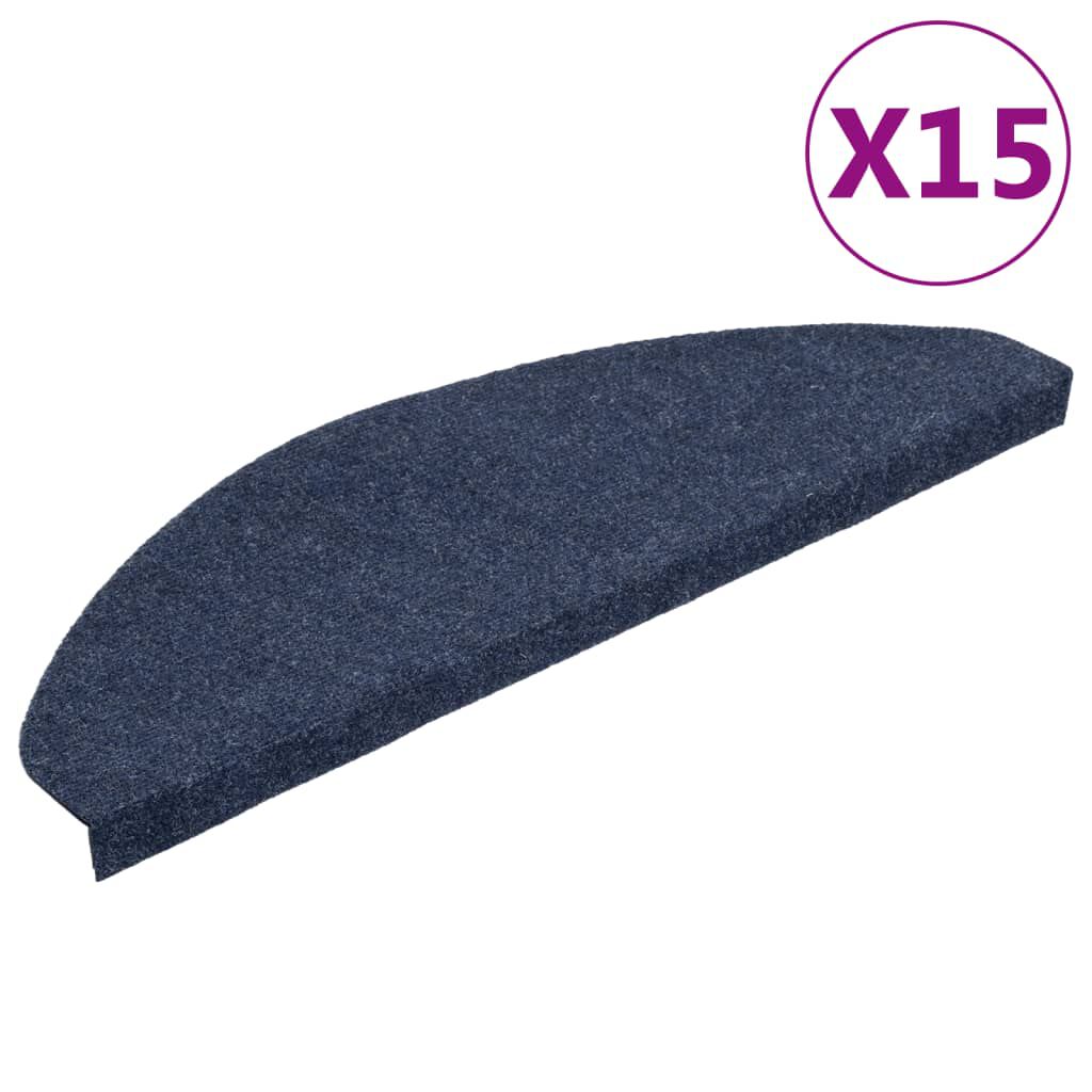 vidaXL Πατάκια Σκάλας Αυτοκόλλητα 15 τεμ. Μπλε 65x22,5x3,5 εκ.