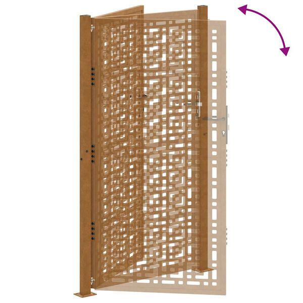 vidaXL Πύλη κήπου 105x180 cm Σταυρός σχεδιασμού από διαβρωμένο χάλυβα