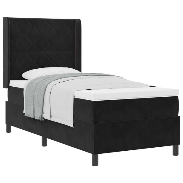 Κρεβάτι Box Spring vidaXL με Στρώμα Μαύρο 100x200 εκ. Βελούδο