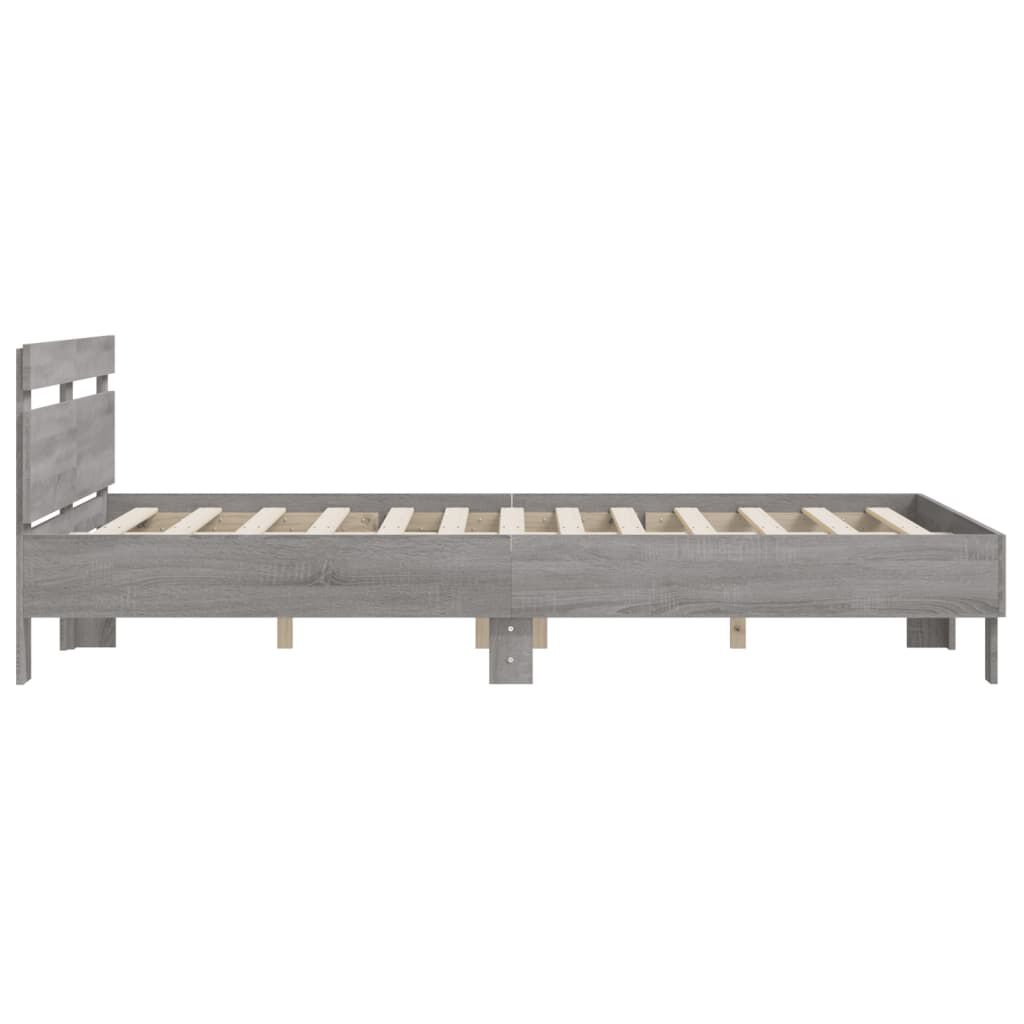 vidaXL Πλαίσιο Κρεβατιού με Κεφαλάρι Γκρι Sonoma 150x200εκ. Επεξ. Ξύλο