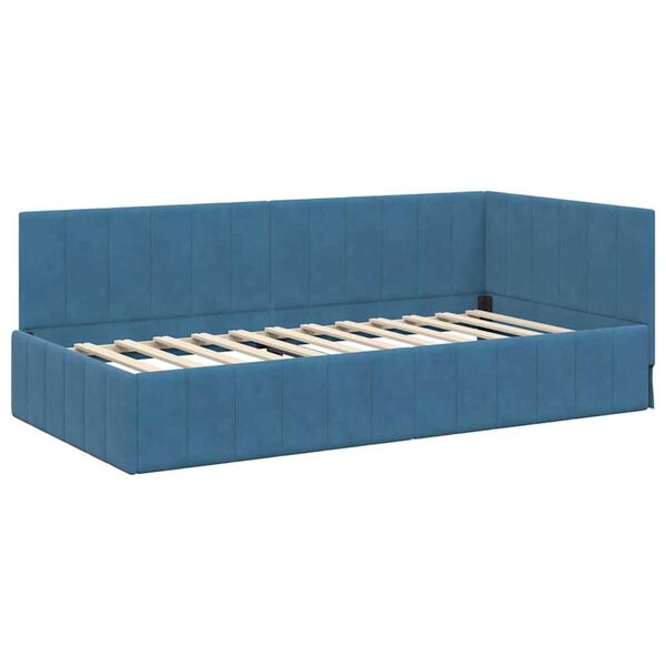 vidaXL Κρεβάτι Γωνίας με κεφαλάρι Μπλε 100 x 200 cm Βελούδο