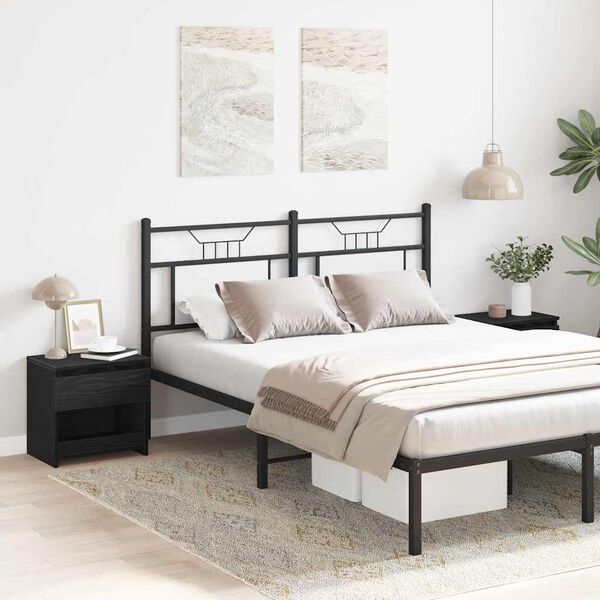 vidaXL Κομοδίνο 2 pcs Μαύρη Οξυά 40 x 30 x 39 εκ Επεξεργασμένο ξύλο