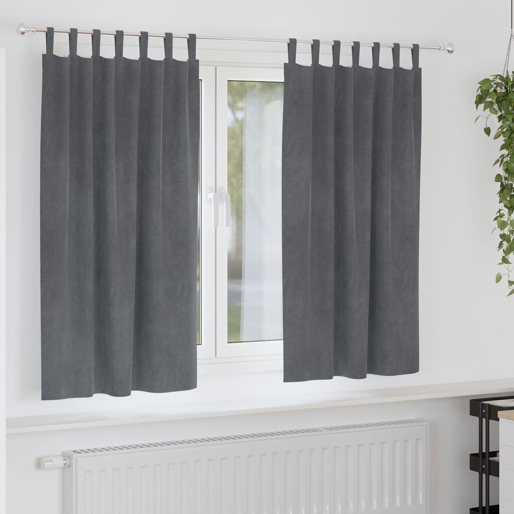 Curtains blackout vidaXL με βρόχους κρεμάσματος 2 τεμάχια Σούπερ ανοιχτό γκρι βελούδο