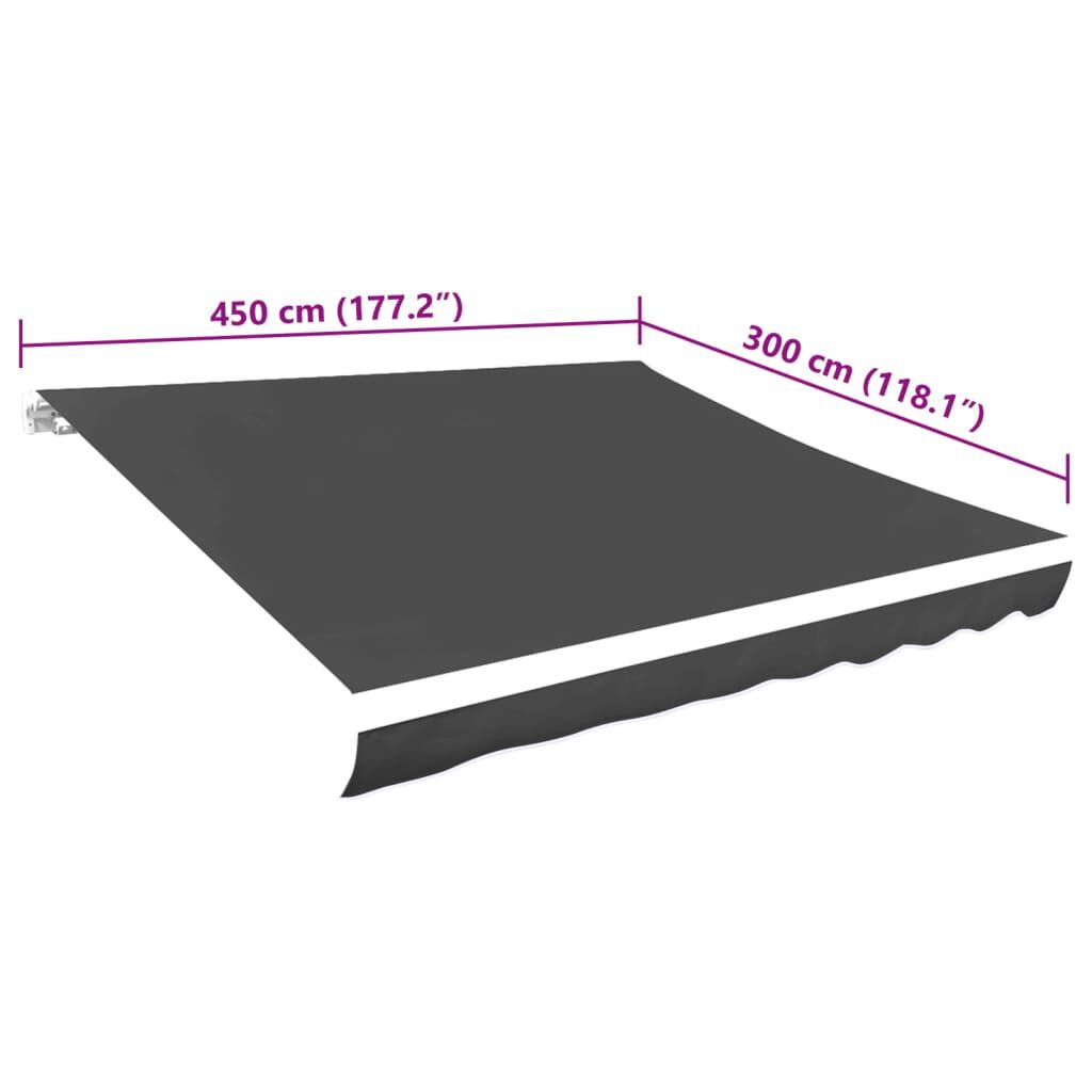 vidaXL Τεντόπανο Ανθρακί 450 x 300 εκ. από Καραβόπανο